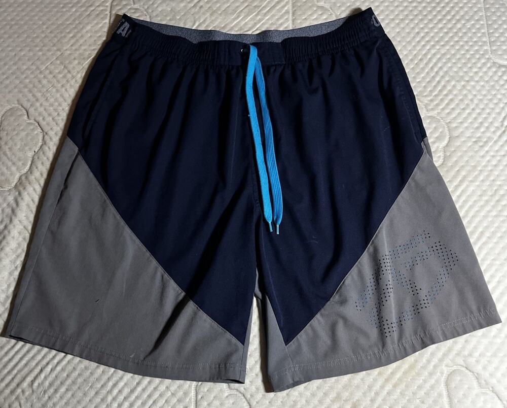 Tapout Mens 2XL Athletic Shorts Blue Gray Performance Gym Workout Drawstring